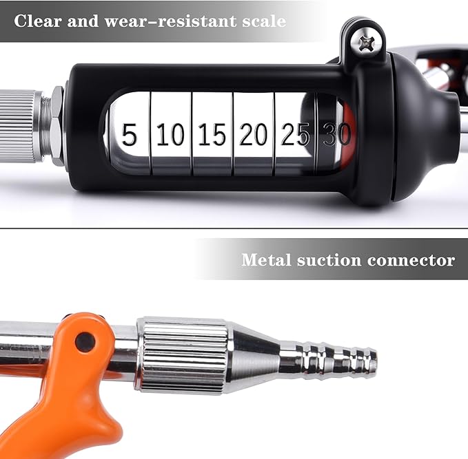 30ML Veterinary Metal Feeding Gun, Continuous Drench Gun Dosing Device Veterinary Adjustable Medicine Dispenser Husbandry Autonomous Feeding Tool, Pig Cattle, Sheep, Horse for Drench Gun
