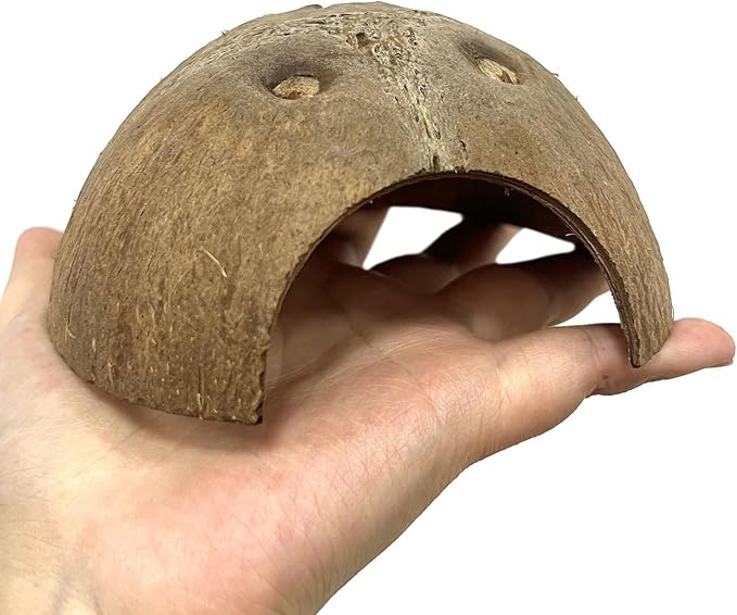 Hamiledyi 7 Pcs Reptile Hideouts Natural Coconut Shells Hut Leopard Gecko Tank Accessories for Aquarium Fish Hermit Crab Hide Cave Small Snake Tarantulas Lizard Chameleon (Without Fiber)