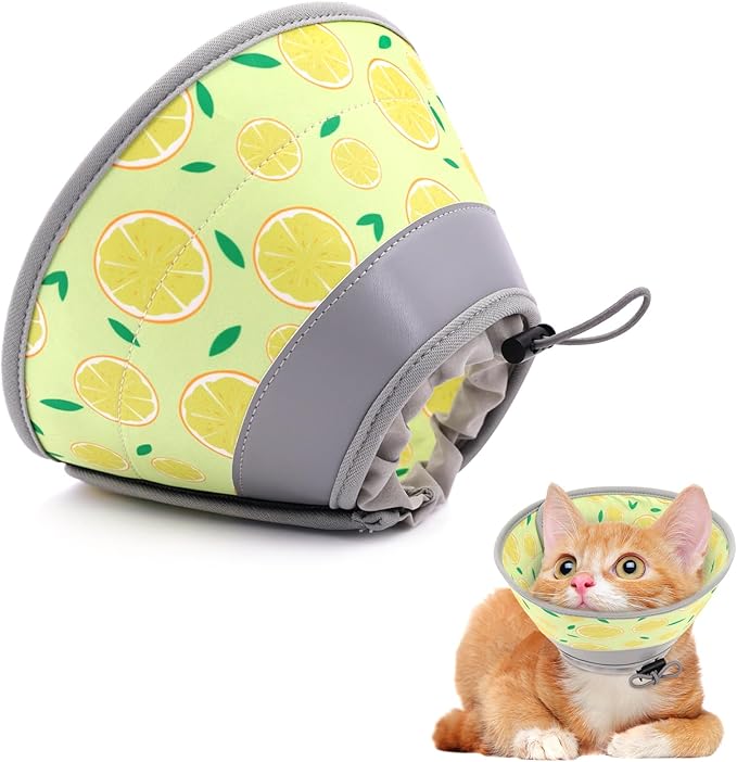 Cat Cone Collar Soft, Comfortable Cat Recovery Collar Pet Cone for Small Large Cats, Lightweight Elizabethan Collar for Cats Kittens After Surgery Prevent from Licking Wounds, Yellow, M