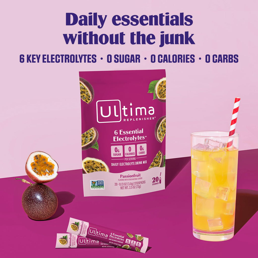 Ultima Replenisher Daily Electrolyte Powder – Original Variety Pack, 20 Stickpacks – Zero Sugar Hydration Packets with 6 Electrolytes and Minerals – Sugar Free, Plant Based & Keto Friendly Drink Mix