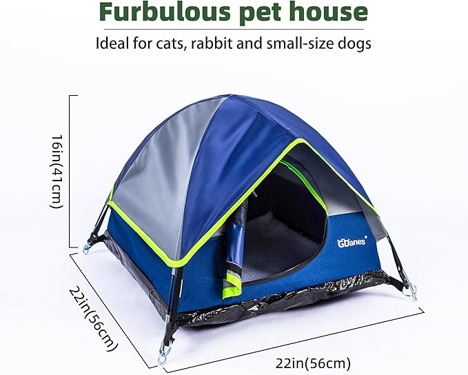 GDanes Blue Cat Tent, Large Cave Bed for Indoor Cats and Small Dogs with Soft Pad - 22" x 22" x 16"