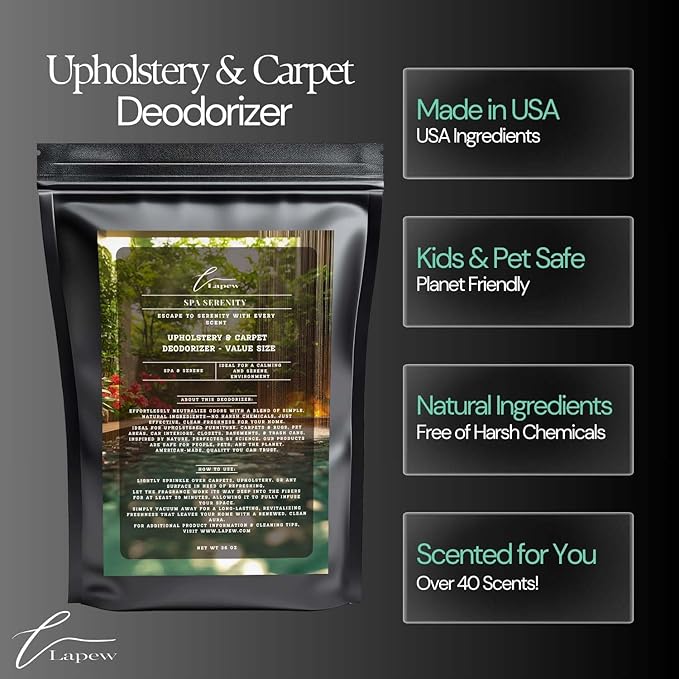 Spa Serenity Carpet Freshener Powder Refill 36 oz | Powerful Odor Eliminator for Home | Upholstery Deodorizer | Carpet Deodorizer | Pet Urine | Cat Litter Box