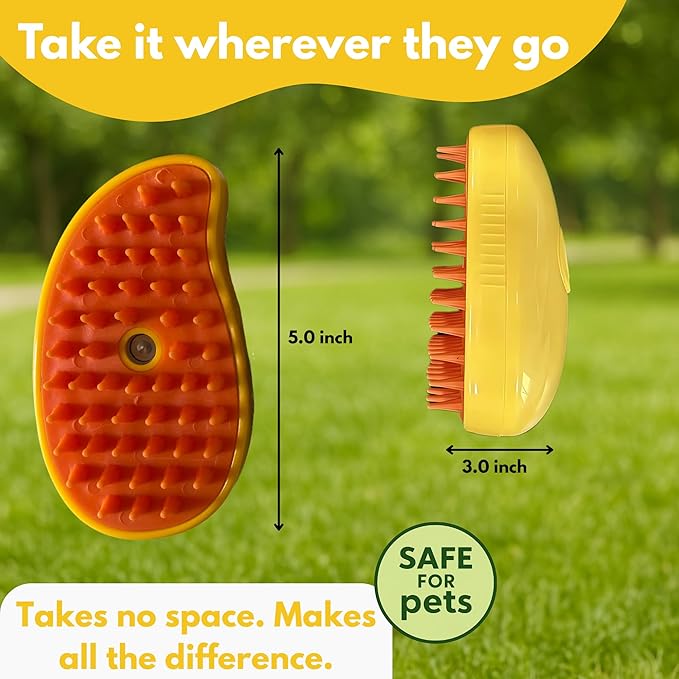 Steam Cat Brush for Indoor Cats – Mist Spray Comb for Shedding & Hair Removal | Silicone Pet Grooming Tool for Long-Haired Cats & Dogs