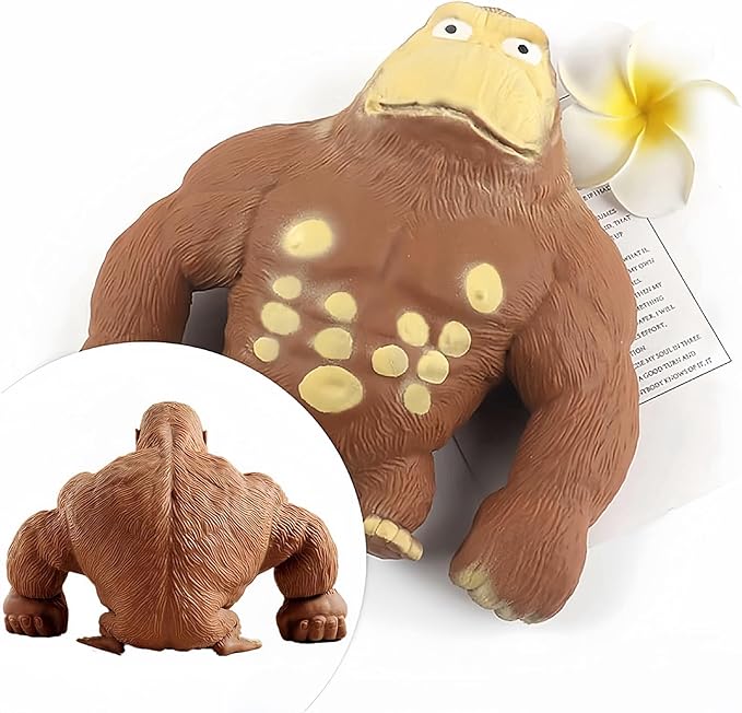 Stretchy Glue-Sand Filled Rubber Gorilla, Latex Gorilla Soft Decompression Doll Toy,Squishy Monkey Toy, Animal High-Elastic Stretchable, Decompression Toy for Adults and Children (Gorilla-S)