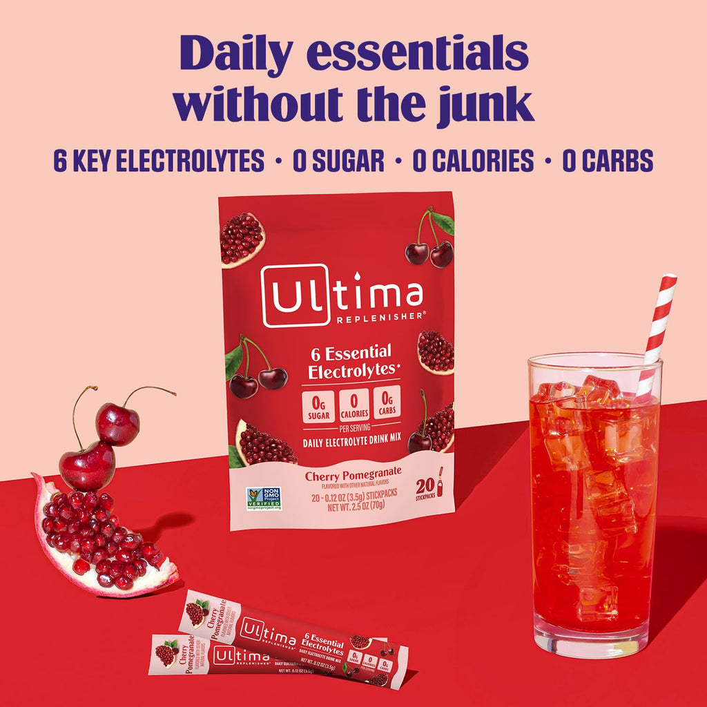 Ultima Replenisher Daily Electrolyte Powder – Original Variety Pack, 20 Stickpacks – Zero Sugar Hydration Packets with 6 Electrolytes and Minerals – Sugar Free, Plant Based & Keto Friendly Drink Mix