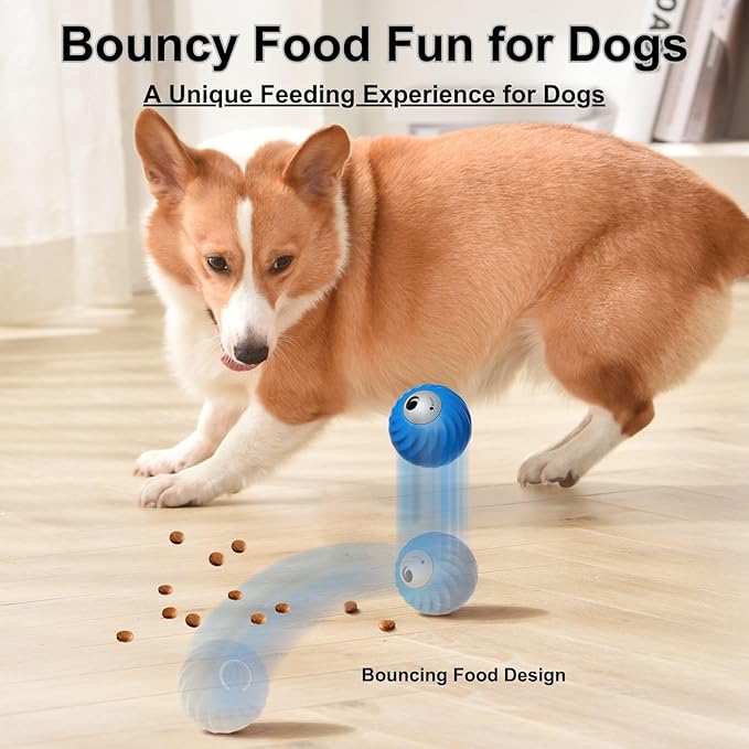 Zoomie Buddy 2.0, Zoomie Buddy for Dogs, 2 in 1 Smart Touch Interactive Dog Balls ＆ Pet Feeder, 2.83" Diameter, Suitable for Small/Medium Dogs, with Fruit Plush Cover (Blue, Only)