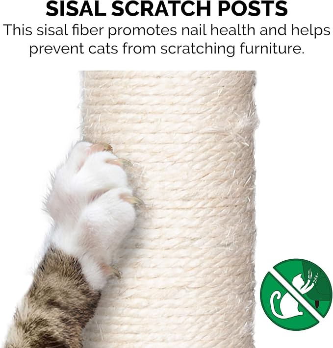 Furhaven 69.3" Tall Cat Tree for Indoor Cats, Ft. Sisal Scratching Posts, 2x Cat Condos, & Toys - Tiger Tough Double Decker Interactive Playground Tower - Silver Gray, One Size