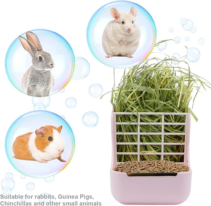 Litewoo Rabbit Hay Feeder Food Bowl Feeding Rack for Small Animal Guinea Pig Chinchilla Bunny Cage Accessories