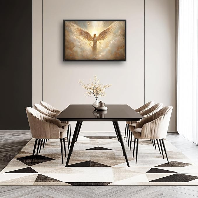 Large Angel Wall Art for Living Room, Framed Oversized Angel Wing Wall Decor Fantasy Sky Clouds Canvas Painting Modern Artwork for Living Room Bathroom Bedroom Office Dining Room 36"x24"