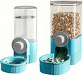 GKYZBB Hanging Automatic Food Water Dispenser,Rabbit Feeder Guinea Pig Water Bottle Food Feeder for Ferret Guinea Pig Rabbit Bunny Cage Accessories (Blue, 520ml+1200ml)