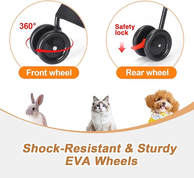 Wedyvko Travel Portable Dog Stroller, Pet Stroller for Small Puppy Dogs & Cats, Up to 33 lbs, Dark Grey