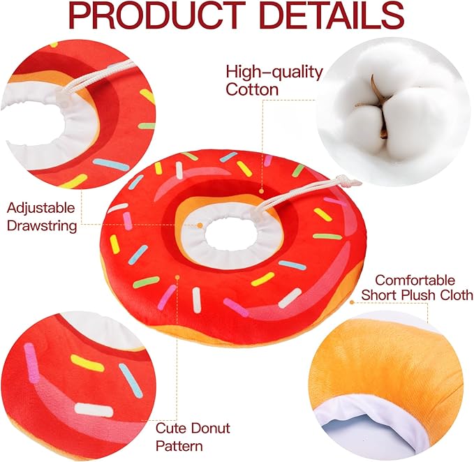 Cat Cone Collar Soft, Cute Cat Donut Collar After Surgery, Adjustable Kitten Recovery Cones to Stop Licking, Lightweight Neck Elizabethan Collars for Cats Kittens (Red, Medium)