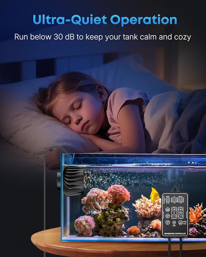 Pawfly 3400 GPH Wave Maker for Aquarium, DC 24V 20W Aquarium Powerhead with LED Controller, Quiet Submersible Wavemaker, Water Circulation Pump for 50-450 Gallon Freshwater Saltwater Tank