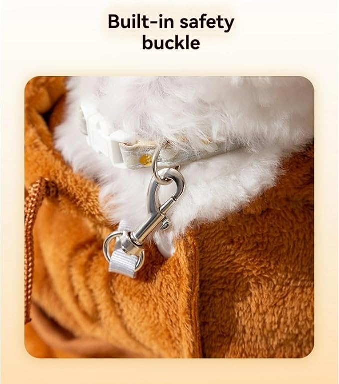 Cat Puppy Costume Winter Warm Outing Backpack Cute Bear Bee Design Anti-Escape Bag for Kitten Cat Small Dog (bee,Medium)