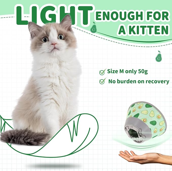 Cat Cone Collar Soft, Comfortable Cat Recovery Collar Pet Cone for Small Large Cats, Lightweight Elizabethan Collar for Cats Kittens After Surgery Prevent from Licking Wounds, Green, M