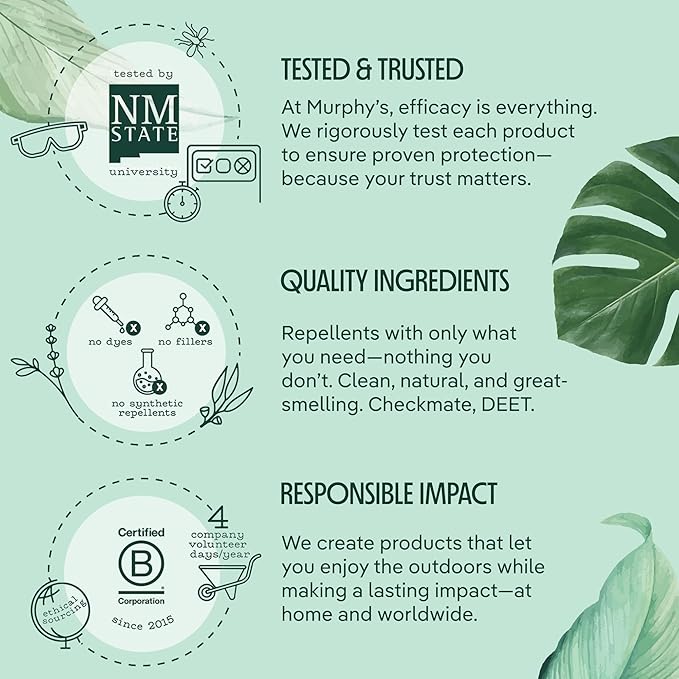 Murphy's Naturals Mosquito & Tick Bug Repellent Spray, Oil of Lemon Eucalyptus for Skin + Outdoor Gear, DEET-Free, 4 Ounce Pump, 2-Pack