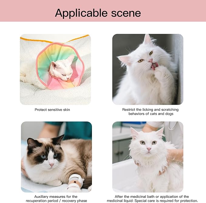 Touchdog Foldable Dog Cone Collar for Cats & Dogs - Adjustable Soft Recovery Collar with Waterproof PU Coating, Lightweight Design, 24.5cm/9.6in Wide Barrier (Pink Gradient Color, M)