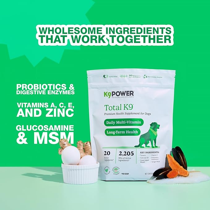 K9 Power Total K9 for Dogs 1lb - Supports Joint Health - Boosts Immune Function -Enhances Muscle Strength - Promotes a Healthy Coat