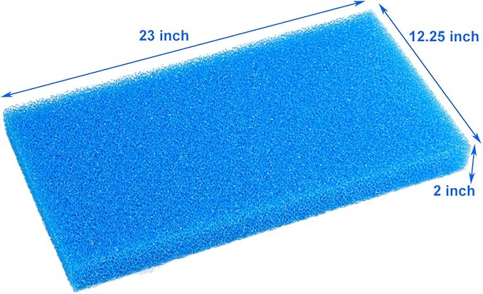 AQUANEAT Aquarium Filter Sponge Open Cell Foam Sheet Bio Sponge Filter Media Pad HMF Fish Tank Sump Divider (23" Lx 12.25" W x 2" H, Blue)