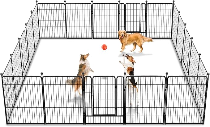 Dog Playpen 40 inch 20 Panels Indoor Outdoor Dog Pen for Large/Medium/Small Dogs Heavy Duty Metal Dog Fence Outdoor for Yard, Puppy Playpen with Door Portable Pet Fence for RV Camping Yard