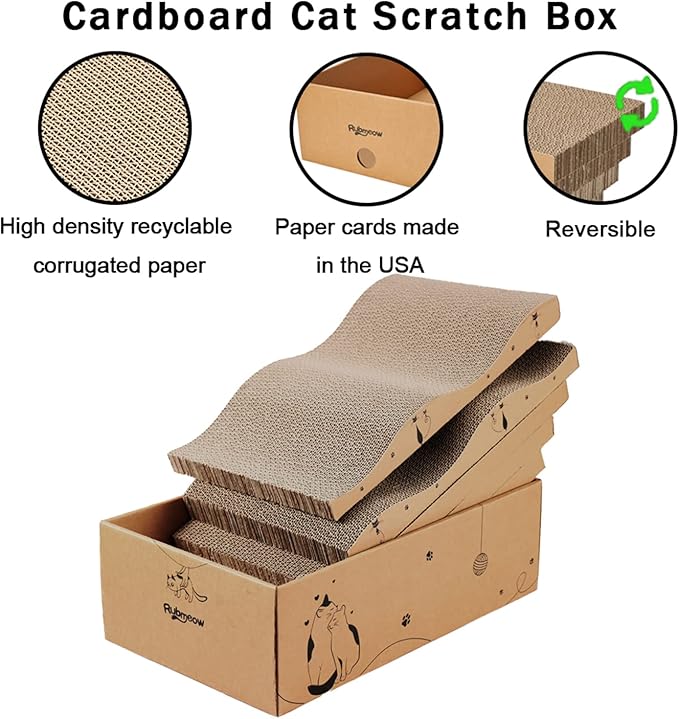 Cat Scratcher Cardboard Scratch Pad Box for Indoor Cats,5pcs Scratching Board Bed Reversible Durable,with Catnip