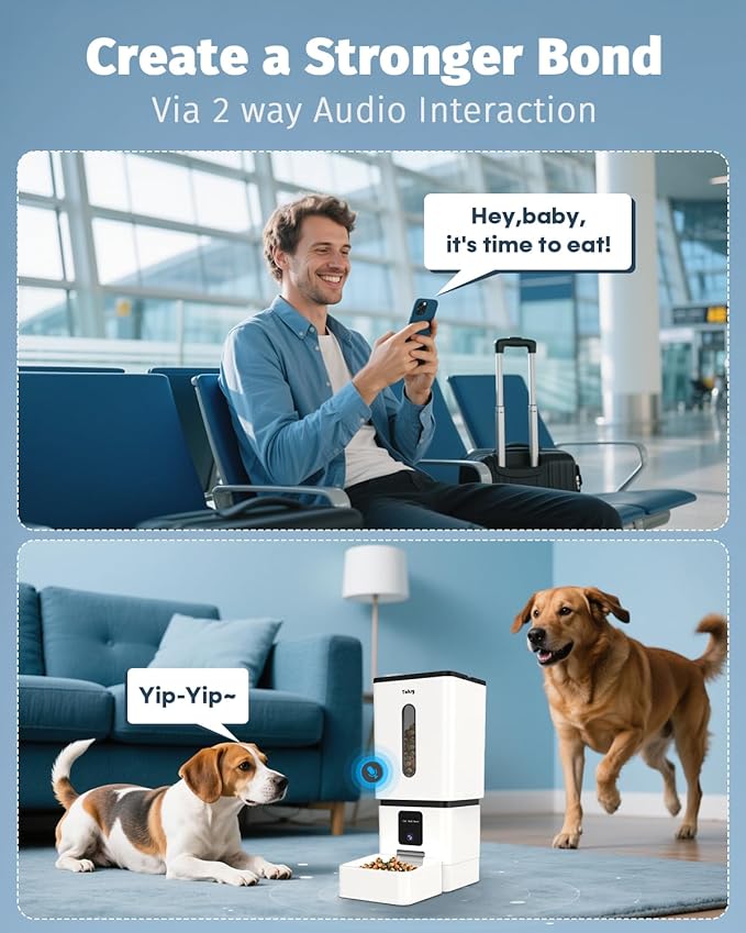 Automatic Dog Feeder Large Breed with Camera - 12L/50 Cups 5G WiFi App Control Dog Food Dispenser, Easy Setup, HD 1080P Video with Night Vision by Yakry