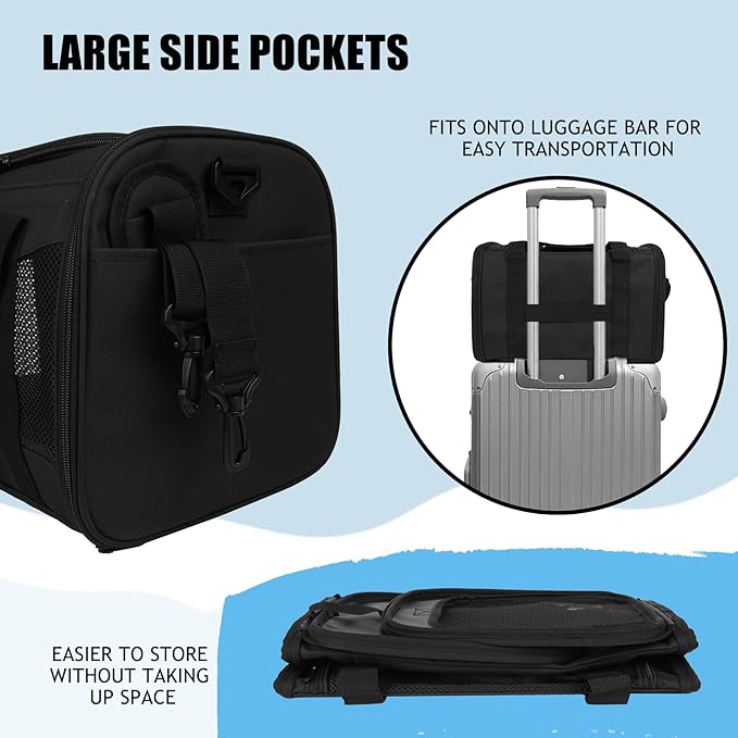 Carriers Soft-Sided Pet Carrier for Cats Dogs Under 15 lbs,TSA Airline Approved with 4 Ventilated Windows(Medium,Black)