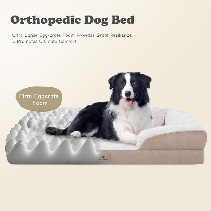 Orthopedic Dog Bed for Large Dogs - Big Washable Dog Sofa Beds Large, Supportive Foam Pet Couch Bed with Removable Washable Cover, Waterproof Lining and Nonskid Bottom