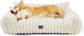 Bedsure Cute Dog Couch for Large Dogs- Fluffy Pet Sofa, Dog Couch Bed with Removable, Washable Cover, Supportive Pet Bed, 36inch, Cream