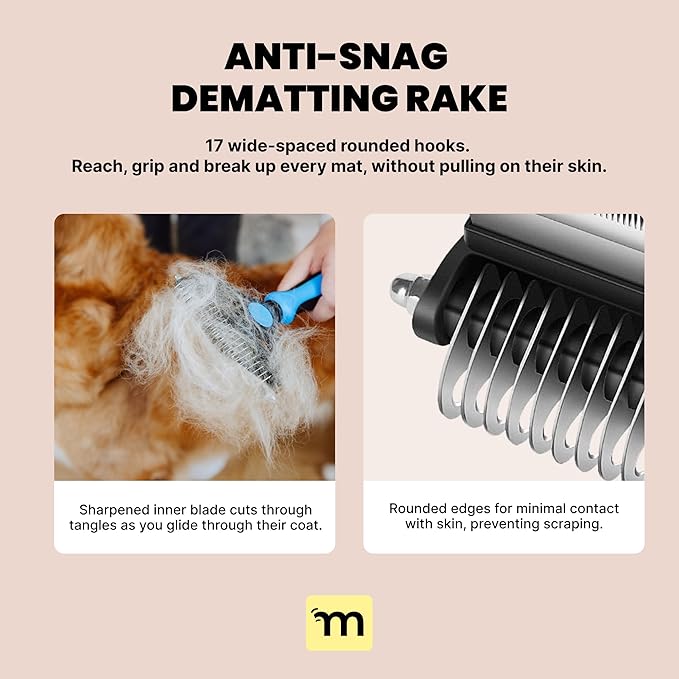 MalsiPree Dog Brush for Shedding - 2 in 1 Undercoat Rake Deshedding Tool for Medium to Large Double-Coated Dog Grooming - Pet Dematting Comb - Pet Deshedder (Blue)