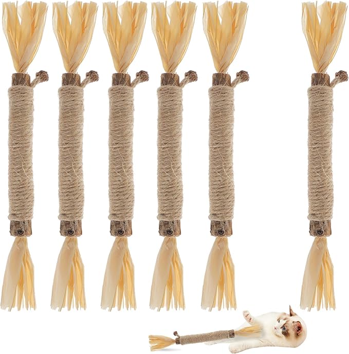 6 PCS Silvervine Sticks for Cats - Natural Cat Chew Toys for Teeth Cleaning, Kitten Teething & Aggressive Chewers