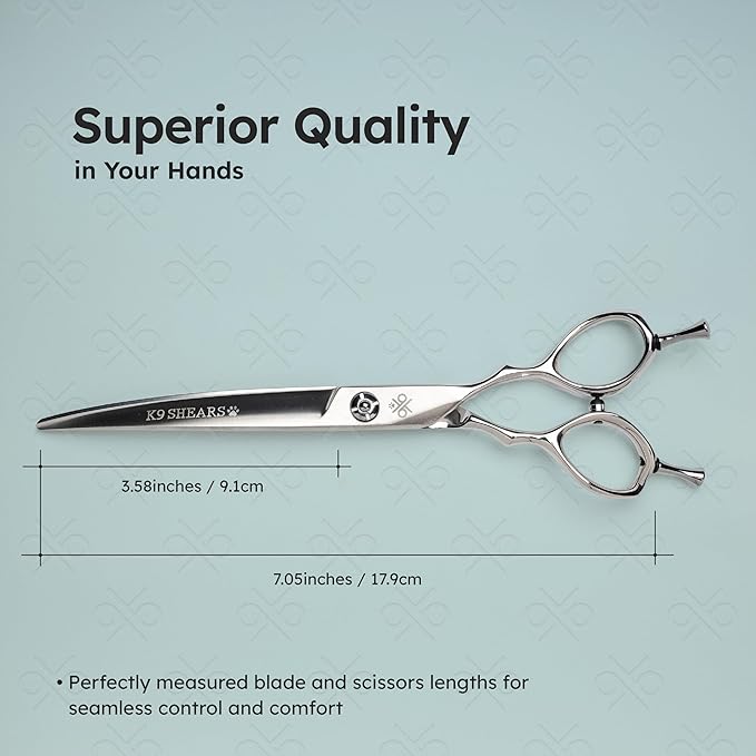 7" Curved Dog Grooming Scissors – Handcrafted, Ergonomic, VG10 Stainless Steel for Sharper, Tougher, Better Edge Retention, Lightweight Shears for Trimming Face and Paws.
