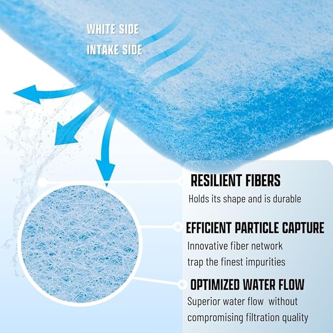 Aquarium Filter Media Pad Cut to Fit Roll, 12" x 72" (6 ft)