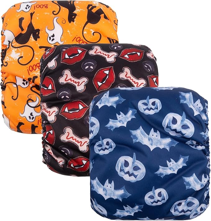 CuteBone Halloween Male Dog Diapers Belly Bands 3 Pack for Male Dogs Wraps Washable Doggie Pants DM23L