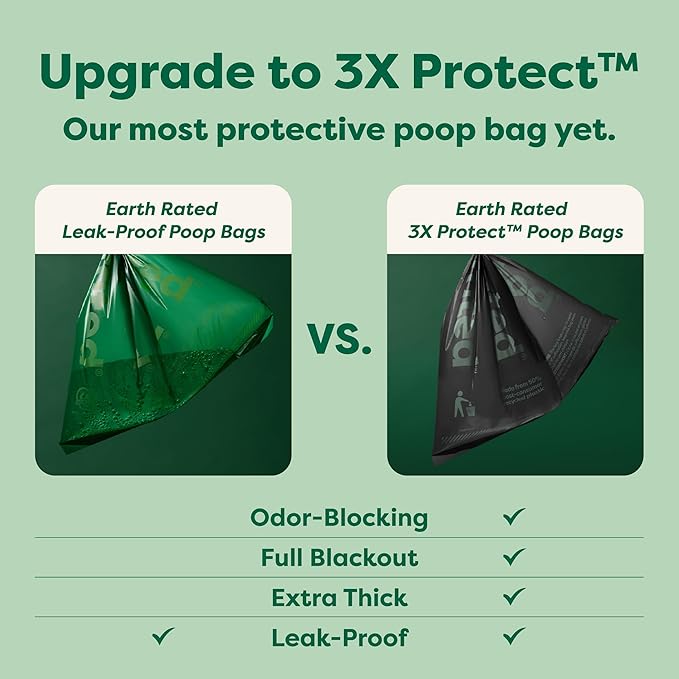 Earth Rated Odor-Blocking Poop Bags for Dogs with 3X Protect, Guaranteed to Block Smells & Leak-Proof Performance, Conceals Smell & Mess, Unscented, 108 Count