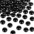 FUTUREPLUSX 1LB Black Flat Glass Marbles, Glass Pebbles Vase Filler, Dark Beads Fishbowl Decorative Gem for Table Scatter Home Decor