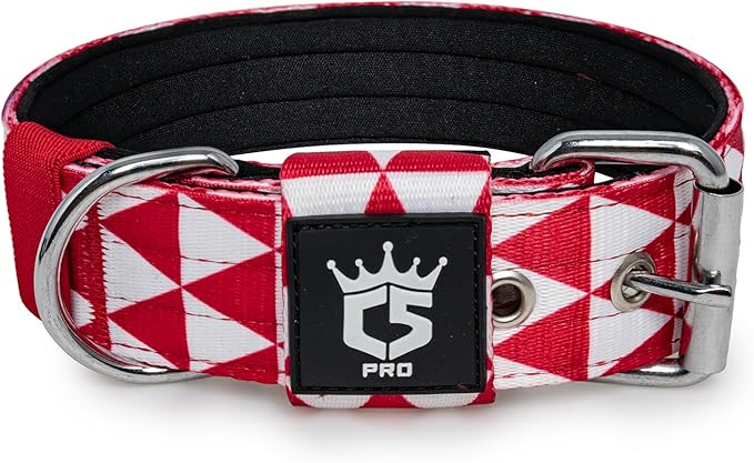TSPRO Tactical Dog Collar 1.5 Inch Wide Thick Dog Collars with Heavy Duty Metal Buckle, Durable, Strong, Adjustable for Medium to Large Dogs (Geometric M)