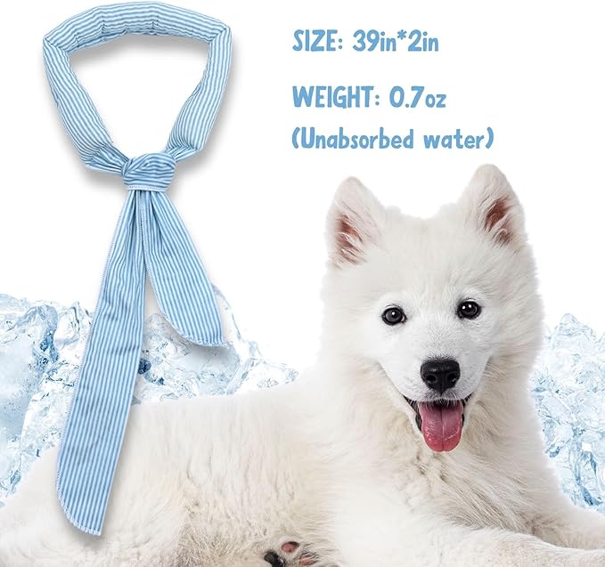 4pcs Cooling Scarf for Pets,Summer Cooling Scarves Keep Cats and Dogs Cool, Reused,Rrecycled,Suitable for Dogs (4pcs-Blue Stripe)