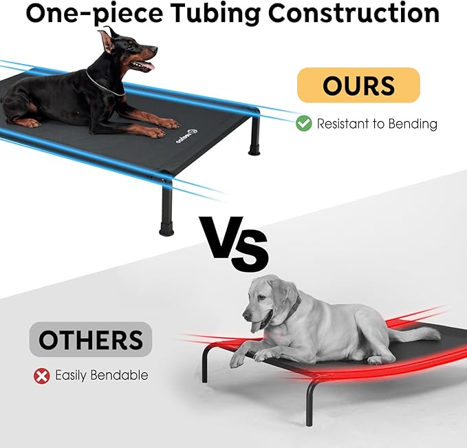 Veehoo Heavy Duty Elevated Dog Bed - Raised Bed with Washable Teslin Mesh, Non-Slip Feet, Cooling Cot, Indoor/Outdoor Use, 47" x 29", Black