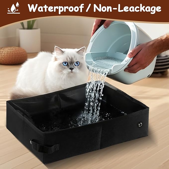 Portable Litter Box for Cats, Folding Cat Litter Box Waterproof, 15.75 * 11.82 * 3.94 Inches, Pet Essentials for Traveling & Camping, Indoor & Outdoor - Green