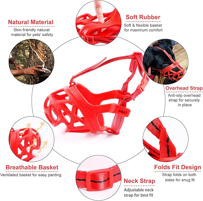 Mayerzon Dog Muzzle, Breathable Basket Muzzles for Small, Medium, Large and X-Large Aggressive Dogs Beagle German Shepherd Doberman, Cage Mouth Guard Stop Biting Chewing for Grooming Training