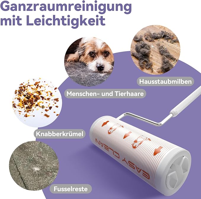 Jumbo Lint Roller,Large Lint Rollers for Pet Hair Extra Sticky Clothes - Ideal for Floors & Carpets, & Debris Removal 50-Sheets 2-Pack with Storage Tray