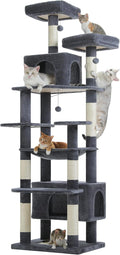 PAWZ Road Heavy Duty Cat Tree for Large Cats, 81 Inches Tall Cat Tower with 2 Perches, 2 Condos and Spacious Hammock, XL Extra Large Condo with 7 Scratching Posts for 20lb+ Adult Cats, Dark Gray
