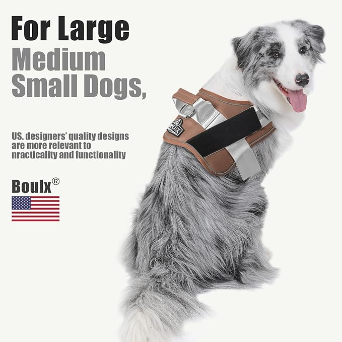 Bolux Dog Harness, No-Pull Reflective Dog Vest, Breathable Adjustable Pet Harness with Handle for Outdoor Walking - No More Pulling, Tugging or Choking