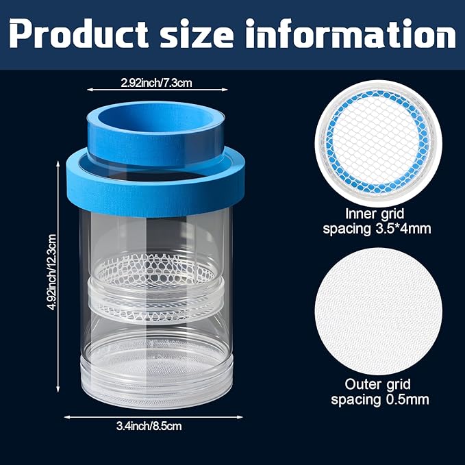 2 Pcs Breeder Box for Fish Tank Aquarium Breeder Separation Net Breeding Box with Suction Cup for Small Fish Shrimp Clownfish Guppy