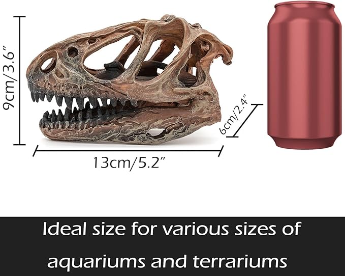 Fish Hideout Aquarium Décor Decorations Dinosaur Skull Fish Tank Decor Cave Dinosaur Skull Betta Animal Halloween Large Tarantula Reptile Bones Snake for Terrarium Ornament