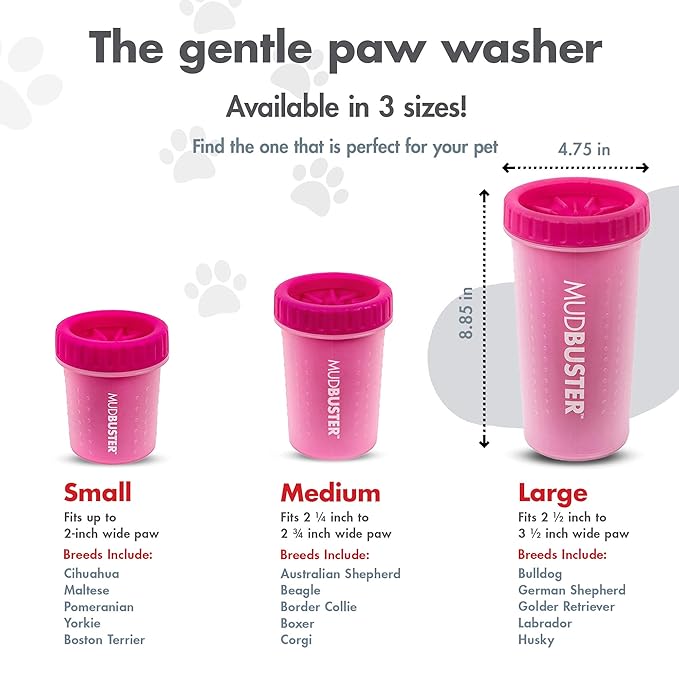 Dexas MudBuster Portable Dog Paw Cleaner, Pink Large Pet Supplies and Accessories