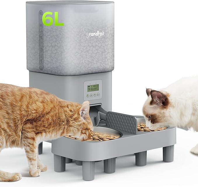 Automatic Cat Feeder for Pets, Programmable Meal Dispenser, for Timed Meals for Up to Cats & Dogs Including Dual Power Supply, and Capacity for 4 Meals Daily