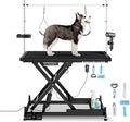 Electric Pet Grooming Table for Large Dogs - Professional Heavy Duty Height Adjustable Pet Grooming Station with Anti Slip Tabletop, Two Nooses & Tool Organizer, Maximum Capacity Up to 250 lbs Black