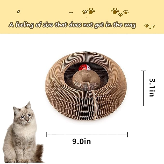 Kitty Curlz Cat Scratching Board, Magic Organ Cat Toy, Made of Recyclable Corrugated Cardboard, Scratch-Resistant and Abrasion-Resistant, Foldable for Indoor
